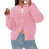 imagePRETTYGARDEN Cardigan for Women 2026 Fall Fashion Long Sleeve Trendy Button Down Work Office Sweaters Cute Winter JacketPink