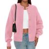 imagePRETTYGARDEN Cardigan for Women 2026 Fall Fashion Long Sleeve Trendy Button Down Work Office Sweaters Cute Winter JacketPink