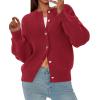 imagePRETTYGARDEN Cardigan for Women 2026 Fall Fashion Long Sleeve Trendy Button Down Work Office Sweaters Cute Winter JacketRed