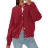 imagePRETTYGARDEN Cardigan for Women 2026 Fall Fashion Long Sleeve Trendy Button Down Work Office Sweaters Cute Winter JacketRed