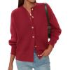 imagePRETTYGARDEN Cardigan for Women 2026 Fall Fashion Long Sleeve Trendy Button Down Work Office Sweaters Cute Winter JacketRed