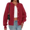 imagePRETTYGARDEN Cardigan for Women 2026 Fall Fashion Long Sleeve Trendy Button Down Work Office Sweaters Cute Winter JacketRed