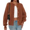 imagePRETTYGARDEN Cardigan for Women 2026 Fall Fashion Long Sleeve Trendy Button Down Work Office Sweaters Cute Winter JacketRed Brown