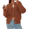 imagePRETTYGARDEN Cardigan for Women 2026 Fall Fashion Long Sleeve Trendy Button Down Work Office Sweaters Cute Winter JacketRed Brown