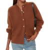 imagePRETTYGARDEN Cardigan for Women 2026 Fall Fashion Long Sleeve Trendy Button Down Work Office Sweaters Cute Winter JacketRed Brown