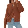 imagePRETTYGARDEN Cardigan for Women 2026 Fall Fashion Long Sleeve Trendy Button Down Work Office Sweaters Cute Winter JacketRed Brown
