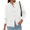 imagePRETTYGARDEN Cardigan for Women 2026 Fall Fashion Long Sleeve Trendy Button Down Work Office Sweaters Cute Winter JacketWhite
