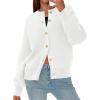 imagePRETTYGARDEN Cardigan for Women 2026 Fall Fashion Long Sleeve Trendy Button Down Work Office Sweaters Cute Winter JacketWhite