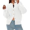 imagePRETTYGARDEN Cardigan for Women 2026 Fall Fashion Long Sleeve Trendy Button Down Work Office Sweaters Cute Winter JacketWhite