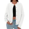 imagePRETTYGARDEN Cardigan for Women 2026 Fall Fashion Long Sleeve Trendy Button Down Work Office Sweaters Cute Winter JacketWhite