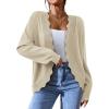 imagePRETTYGARDEN Cardigans for Women Lightweight Casual Long Sleeve Knitted Open Front Shrugs Sweaters 2026 Fall ClothesBeige