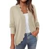 imagePRETTYGARDEN Cardigans for Women Lightweight Casual Long Sleeve Knitted Open Front Shrugs Sweaters 2026 Fall ClothesBeige