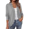 imagePRETTYGARDEN Cardigans for Women Lightweight Casual Long Sleeve Knitted Open Front Shrugs Sweaters 2026 Fall ClothesGrey