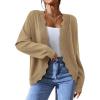 imagePRETTYGARDEN Cardigans for Women Lightweight Casual Long Sleeve Knitted Open Front Shrugs Sweaters 2026 Fall ClothesKhaki