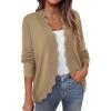 imagePRETTYGARDEN Cardigans for Women Lightweight Casual Long Sleeve Knitted Open Front Shrugs Sweaters 2026 Fall ClothesKhaki