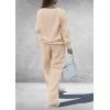 imagePRETTYGARDEN Casual Winter Two Piece Sets for Women 2026 V Neck Sweatshirt Loose Wide Leg Pants Tracksuit Knit Fall OutfitsBeige