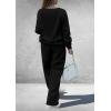 imagePRETTYGARDEN Casual Winter Two Piece Sets for Women 2026 V Neck Sweatshirt Loose Wide Leg Pants Tracksuit Knit Fall OutfitsBlack