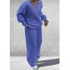 imagePRETTYGARDEN Casual Winter Two Piece Sets for Women 2026 V Neck Sweatshirt Loose Wide Leg Pants Tracksuit Knit Fall OutfitsBlue