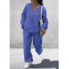 imagePRETTYGARDEN Casual Winter Two Piece Sets for Women 2026 V Neck Sweatshirt Loose Wide Leg Pants Tracksuit Knit Fall OutfitsBlue