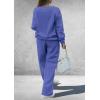 imagePRETTYGARDEN Casual Winter Two Piece Sets for Women 2026 V Neck Sweatshirt Loose Wide Leg Pants Tracksuit Knit Fall OutfitsBlue