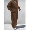 imagePRETTYGARDEN Casual Winter Two Piece Sets for Women 2026 V Neck Sweatshirt Loose Wide Leg Pants Tracksuit Knit Fall OutfitsBrown