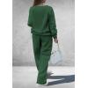 imagePRETTYGARDEN Casual Winter Two Piece Sets for Women 2026 V Neck Sweatshirt Loose Wide Leg Pants Tracksuit Knit Fall OutfitsDark Green