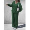 imagePRETTYGARDEN Casual Winter Two Piece Sets for Women 2026 V Neck Sweatshirt Loose Wide Leg Pants Tracksuit Knit Fall OutfitsDark Green