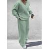 imagePRETTYGARDEN Casual Winter Two Piece Sets for Women 2026 V Neck Sweatshirt Loose Wide Leg Pants Tracksuit Knit Fall OutfitsGrey Green