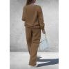 imagePRETTYGARDEN Casual Winter Two Piece Sets for Women 2026 V Neck Sweatshirt Loose Wide Leg Pants Tracksuit Knit Fall OutfitsKhaki