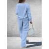 imagePRETTYGARDEN Casual Winter Two Piece Sets for Women 2026 V Neck Sweatshirt Loose Wide Leg Pants Tracksuit Knit Fall OutfitsLight Blue