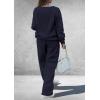 imagePRETTYGARDEN Casual Winter Two Piece Sets for Women 2026 V Neck Sweatshirt Loose Wide Leg Pants Tracksuit Knit Fall OutfitsNavy Blue