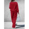 imagePRETTYGARDEN Casual Winter Two Piece Sets for Women 2026 V Neck Sweatshirt Loose Wide Leg Pants Tracksuit Knit Fall OutfitsRed
