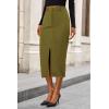 imagePRETTYGARDEN Corduroy Skirt Women Fall Fashion 2026 High Waisted Pencil Midi Skirts Business Casual Work Office Winter OutfitGreen