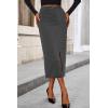 imagePRETTYGARDEN Corduroy Skirt Women Fall Fashion 2026 High Waisted Pencil Midi Skirts Business Casual Work Office Winter OutfitGrey