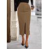 imagePRETTYGARDEN Corduroy Skirt Women Fall Fashion 2026 High Waisted Pencil Midi Skirts Business Casual Work Office Winter OutfitKhaki