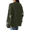imagePRETTYGARDEN Fall Long Sleeve Pullover Sweaters for Women 2026 Trendy Crewneck Casual Cute Bow Chunky Knit Oversized SweaterArmy Green