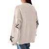 imagePRETTYGARDEN Fall Long Sleeve Pullover Sweaters for Women 2026 Trendy Crewneck Casual Cute Bow Chunky Knit Oversized SweaterBeige