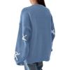 imagePRETTYGARDEN Fall Long Sleeve Pullover Sweaters for Women 2026 Trendy Crewneck Casual Cute Bow Chunky Knit Oversized SweaterBlue Grey