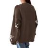imagePRETTYGARDEN Fall Long Sleeve Pullover Sweaters for Women 2026 Trendy Crewneck Casual Cute Bow Chunky Knit Oversized SweaterBrown