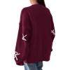 imagePRETTYGARDEN Fall Long Sleeve Pullover Sweaters for Women 2026 Trendy Crewneck Casual Cute Bow Chunky Knit Oversized SweaterWine Red