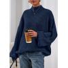 imagePRETTYGARDEN Fall Oversized Sweaters for Women Chunky Knit Long Sleeve Turtle Neck Pullover Jumper Tops Cozy Winter ClothingNavy Blue