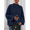 imagePRETTYGARDEN Fall Oversized Sweaters for Women Chunky Knit Long Sleeve Turtle Neck Pullover Jumper Tops Cozy Winter ClothingNavy Blue
