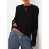 imagePRETTYGARDEN Fall Sweaters for Women 2026 Cozy Casual Crewneck Pullover Button Long Sleeve Knit Tops Winter Fashion ClothingBlack