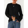 imagePRETTYGARDEN Fall Sweaters for Women 2026 Cozy Casual Crewneck Pullover Button Long Sleeve Knit Tops Winter Fashion ClothingBlack
