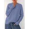 imagePRETTYGARDEN Fall Sweaters for Women 2026 Cozy Casual Crewneck Pullover Button Long Sleeve Knit Tops Winter Fashion ClothingBlue