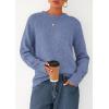 imagePRETTYGARDEN Fall Sweaters for Women 2026 Cozy Casual Crewneck Pullover Button Long Sleeve Knit Tops Winter Fashion ClothingBlue