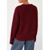 imagePRETTYGARDEN Fall Sweaters for Women 2026 Cozy Casual Crewneck Pullover Button Long Sleeve Knit Tops Winter Fashion ClothingBurgundy