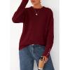 imagePRETTYGARDEN Fall Sweaters for Women 2026 Cozy Casual Crewneck Pullover Button Long Sleeve Knit Tops Winter Fashion ClothingBurgundy