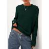 imagePRETTYGARDEN Fall Sweaters for Women 2026 Cozy Casual Crewneck Pullover Button Long Sleeve Knit Tops Winter Fashion ClothingDark Green