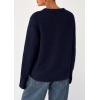 imagePRETTYGARDEN Fall Sweaters for Women 2026 Cozy Casual Crewneck Pullover Button Long Sleeve Knit Tops Winter Fashion ClothingNavy Blue